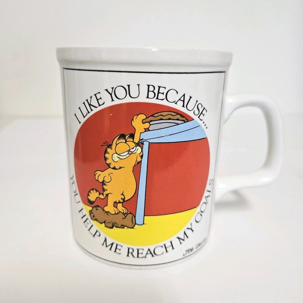Vintage 1978 Garfield Reach‎ My Goals Mug Father's / Mother's Day Coworker Boss